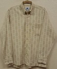 Vintage Retro White House Cream W  Geometric Design Button Front Casual Shirt