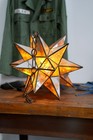 Antique Christmas Star Ceiling Light Fixture Pendant Glass Shade Chandelier Vtg
