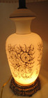 Vtg 3-way Table Lamp accurate Casting White gold roses new Cord shade 1970s 30 