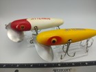 Lot Of 2 Arbogast Jitterbugs Yellow And White With Red Head Musky  Lure 