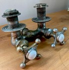 Rare Antique Bathtub Faucet With Porcelain Hot   Cold Knob Button Handles