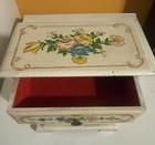 Vintage Super Cute Country Cottage Hand Painted Wooden Jewelry Box 