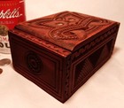 1900s Maori Box Vtg New Zeland Tribal Art Tiki Mask Carving Shell Eyes Pacific