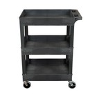 Sec 3 Shelf Polypropylene Utility Cart Black Sec111 B