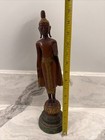 Antique 19th Century Carved Polychrome Wood Fine Buddha Statue  tilted 15 5 