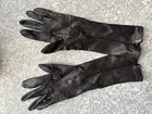 Authentic Gucci Lamb Skin Leather Black Midlength Gloves With Gold Hardware