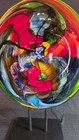 Unique Blown Glass Art Sculpture With Stand  19  X 24  Oval