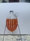Vintage Murano Glass Orange Stripe Pumpkinseed Flask Bottle Mcm Venini Era