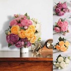 Artificial 9 Heads Silk Peony Flowers Wedding Bouquet Party Outdoor Home Decor