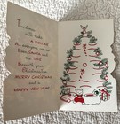 Unused Christmas Santa Black Poodle Dog Vtg Greeting Card 1950s 1960s Sunshine