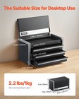 Small Metal Tool Box 3-drawer Portable Organizer Chest 8 6-inch Black