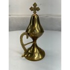Vintage Brass Cross 7  Incense Burner Religious Ornate Handle Hinged Lid