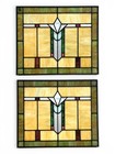 Fine Pair Of Antique Chicago Prairie Style Stained Glass Windows   Circa 1930