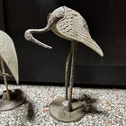 Vintage Pair Solid Brass Cranes Heron Egrets Figurines 9  And 7 5 