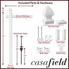 72  X 36   Real Estate Yard Sign Post With 2 Cap Options - Vinyl Pvc - White -