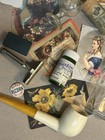 Vintage Antique Junk Drawer Lot Shaving Bottles Trade Cards