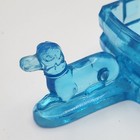 Antique 1880s Central Glass Dog   Block Cart Open Salt Cellar Sapphire Blue Eapg
