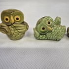 Vintage Ceramic Green Owl Set Of Three Owl Lovers Cottage Core 