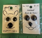 Vintage Animal Eyes   Nose Black Plastic Buttons 2-card Lot New Unused-n4