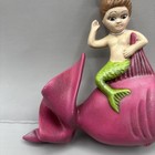 Vintage Rare Mermaid Riding Silver Eyed Fish Wall Plaque Retro Arnels Signed