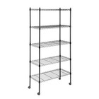 5-tier Storage Shelving Units Wire Shelf With Wheels   Leveling Feet Black