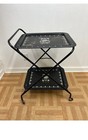 Vintage Serving Cart Folding Tea Utility Rolling Mid Century Modern Metal Bar 60