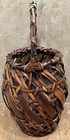 Nice Antique Japanese Finely Woven Bamboo Ikebana Flower Basket With Arch Handle