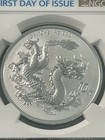 Ngc Ms69 2025 China 10yuan Chinese 2025 Dragon Silver Coin First Day Of Issue