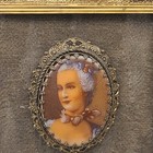 Picture Wall Hanging Wood Framed Antique Hand Painted Porcelain Brooch  Lady   