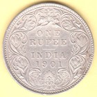 British India 1901 Victoria Empress One Rupee Rare Silver Coin