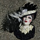 Vintage Clay Art Limited Edition Porcelain Lady Face Mask Wall Decor Feather