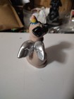 Pug Dog Figurine Silver Wings Angel Birthday Hat Puppy Ceramic