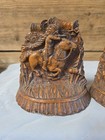 Vintage Native American Indian Chief Wagon Wooden Resin Book Ends 5  Syroco 60s
