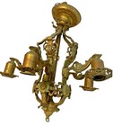 Antique Ornate Heavy Bronze Brass 5 Light Floral Victorian Chandelier W  Canopy