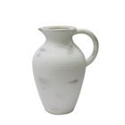 Hand Brushed Washed Ceramic Pitcher Vase  12   White