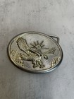 Oval Silver And Gold Soaring Eagle Western Belt Buckle W  Starburst 1970 s