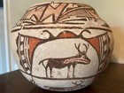 Price Drop -  Zuni Pueblo Heartline Deer   Rosette Polychrome Pottery Olla