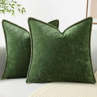 Chenille Soft Spring Throw Pillow Covers 18x18 Set Of 2  Farmhouse Velvet Dec   