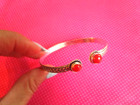 Red Coral Sterling Silver Braid Cuff