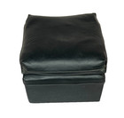 Vintage Black Leather Ottoman Foot Stool