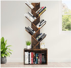Tree Bookshelf - 6 Shelf Retro Floor Standing Bookcase  Tall Wood Book Storage R