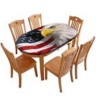 4th Of July Oval Fits Tables Up To 48  W X 68  L American Flag Oval Tablecloths