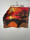 Vintage 1970s Sunset Over Bridge Latch Hook Wall Hanging