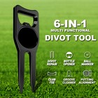 Golf Divot Tool W  Golf Ball Marker   Groove Cleaner 6-in-1 Multifunction  Black