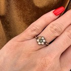 Antique Georgian victorian 9k Gold Emerald Pearl Mourning Hair Ring  sold As Is 