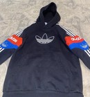 Adidas Youth Boys Sz Medium 10 12 Black Hoodie Sweatshirt  3 Stripes Black