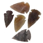 Medieval Flint Agate Arrowhead 5 Piece Set 1 Inch- Mohs Hardness Of 7