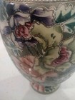 Antique Japanese Large Hand Painted Handled Floral Vase 16  Tall 