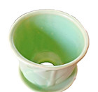 Vintage Brush Pottery Embossed Leaf Pattern Three Inch Flower Pot  316 W saucer