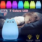 Cute Silicone Cat Led Children Animal Night Light Soft Cartoon Baby Nursery Lamp